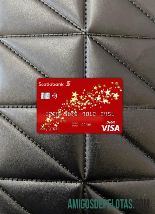 Vista frontal da foto do cartão Visa Bahamas Scotiabank Visa modelo